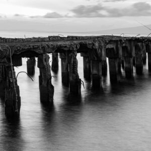 "Monochrome Pier Fishing" Glossy Print